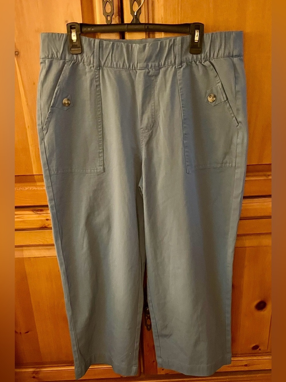 AnyBody Relaxed Elastic-Waist Chinos, Blue/Gray color, NWT Size LT
